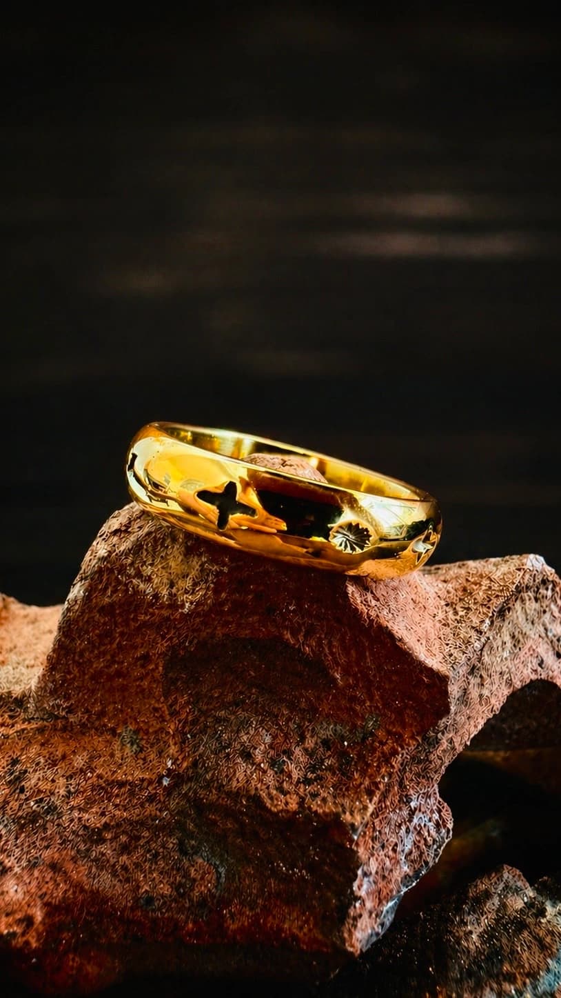 Handmade gold-plated brass jewelry made during a workshop in Sanur, Bali
